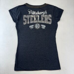 Touch by Alyssa Milano‎ Pittsburgh Steelers T Shirt Women's Large V Neck Bling